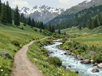 AI-generated illustration of 120-kilometer Long-Distance Hiking Trail