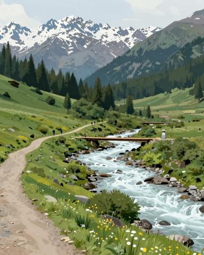 AI-generated illustration of 120-kilometer Long-Distance Hiking Trail