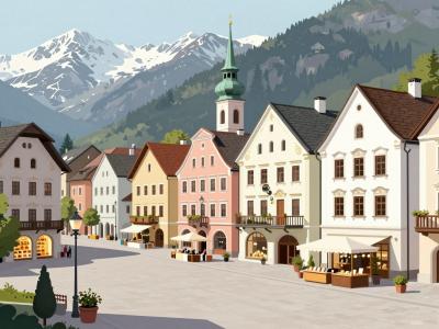 AI-generated illustration of Bernstein Town Square (Marktplatz)