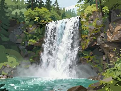 AI-generated illustration of Buchenegg Waterfalls