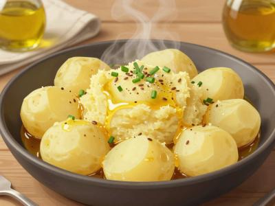 AI-generated illustration of Muehlviertel potatoes dressed with flaxseed oil