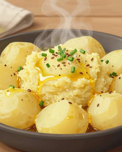 AI-generated illustration of Muehlviertel potatoes dressed with flaxseed oil