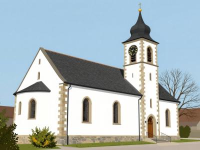 AI-generated illustration of St. Michael's Church (Pfarrkirche St. Michael)