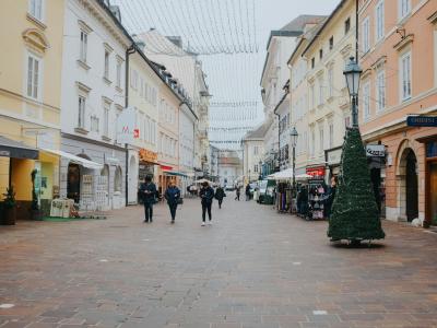 Pedestrian street in Klagenfurt's historic Old Town, Carinthia