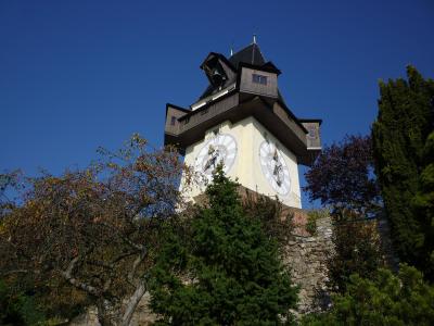 The Uhrturm clock tower on the Schlossberg in Graz