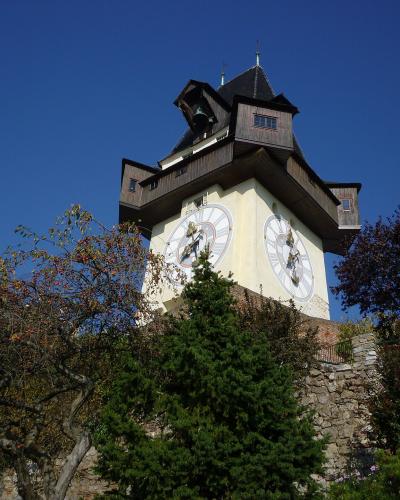 The Uhrturm clock tower on the Schlossberg in Graz