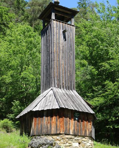 Historic wooden weather tower at the Austrian Open-Air Museum Stuebing near Graz