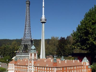 Miniature models including the Eiffel Tower at Minimundus in Klagenfurt