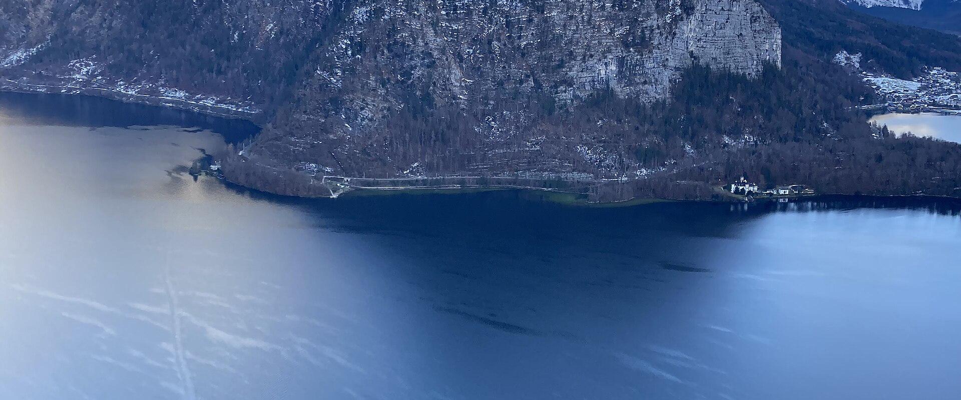 Hallstatt on its lake from above