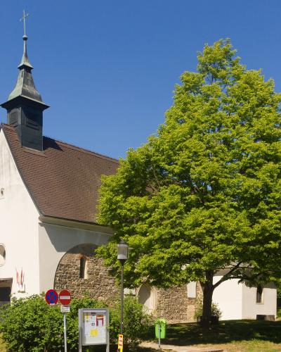 St. Martin's Church in Linz, Upper Austria, one of Austria's oldest churches, under a blue sky