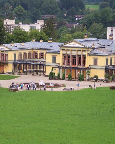 The Kaiservilla, the imperial summer residence in Bad Ischl, seen across its park
