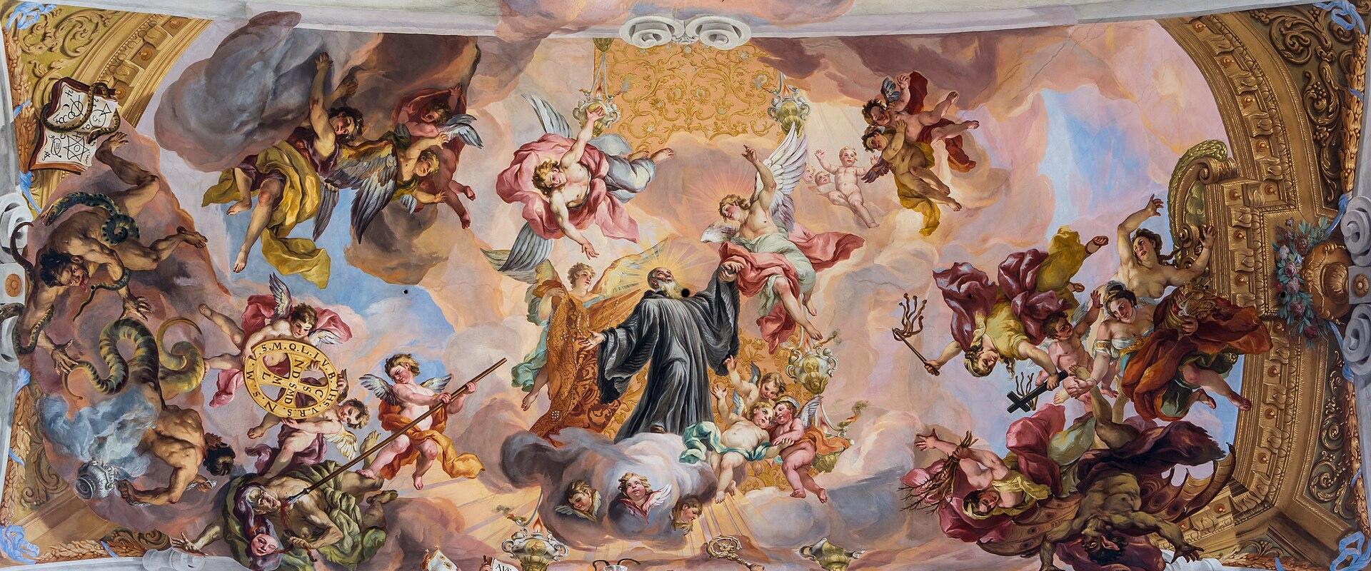 Baroque ceiling fresco in the abbey church of Melk
