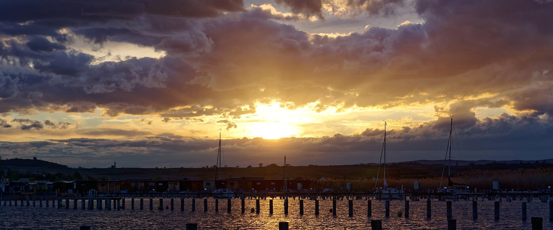 Sunset over Lake Neusiedl at Rust, Burgenland