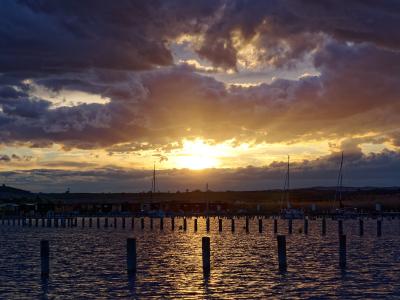 Sunset over Lake Neusiedl at Rust, Burgenland