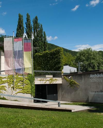 Entrance of the Archaeology Museum at Schloss Eggenberg, part of Universalmuseum Joanneum, Graz