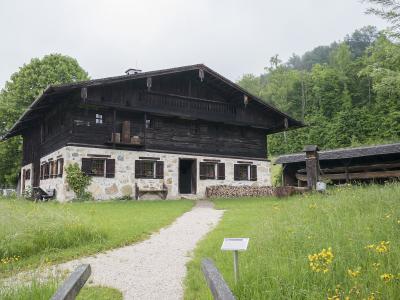A traditional Mondsee smokehouse farmstead at the open-air section of the Mondsee museums