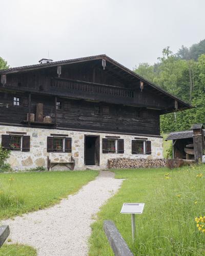 A traditional Mondsee smokehouse farmstead at the open-air section of the Mondsee museums
