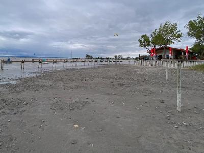The shallow shoreline of Lake Neusiedl at Podersdorf am See