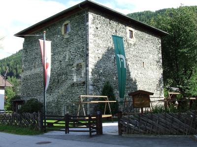 The stone Felberturm tower in Mittersill, home of the Felberturm Museum