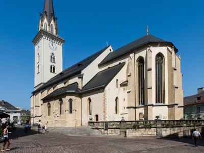 The parish church of St. Jakob and its tower in Villach