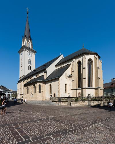 The parish church of St. Jakob and its tower in Villach