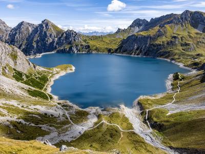 The Lünersee among the Rätikon peaks, Vorarlberg