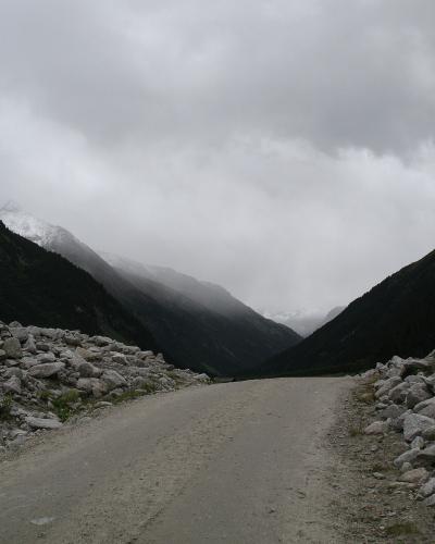 Alpine valley and mountain slopes in Hohe Tauern National Park, Austria