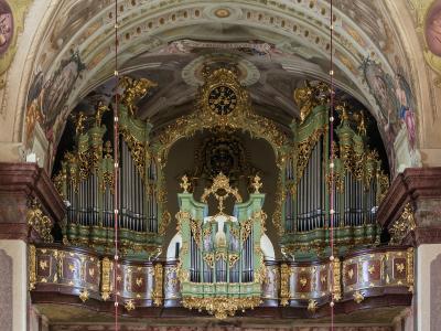 The baroque interior and organ of the Basilica of Maria Taferl