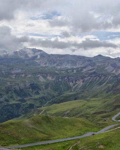 Grossglockner High Alpine Road winding through the green Hohe Tauern mountains in Austria