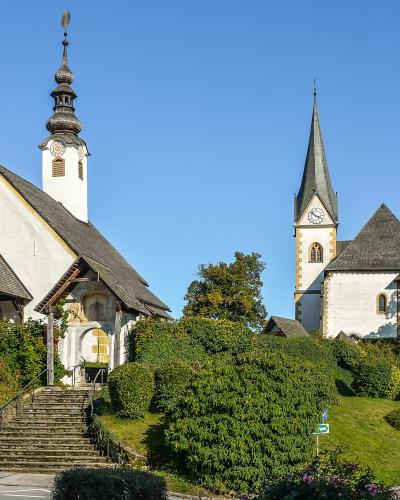The small Romanesque Rosary Church (Winterkirche) beside the parish church in Maria Wörth