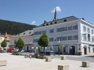 The Stadtplatz of Radstadt with its church tower