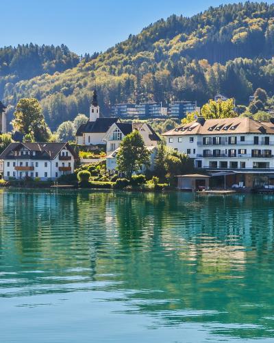 The pilgrimage church of Maria Wörth on its peninsula in Lake Wörthersee