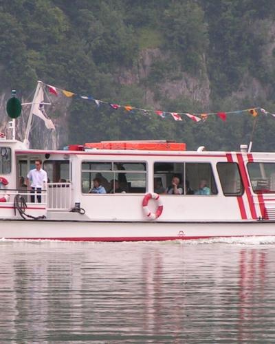 A Traunsee passenger boat cruising on the lake
