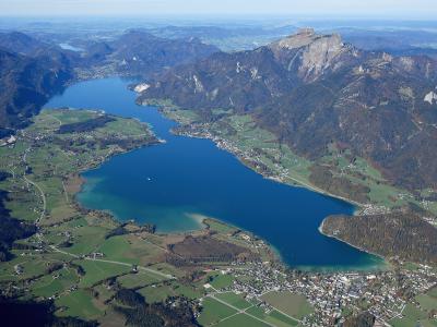 Aerial view of the Wolfgangsee in the Salzkammergut lake district