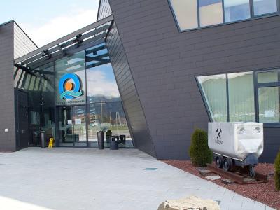 Entrance building of the Therme Aqualux thermal spa in Fohnsdorf, Styria