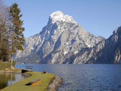 The Traunstein rising above the Traunsee