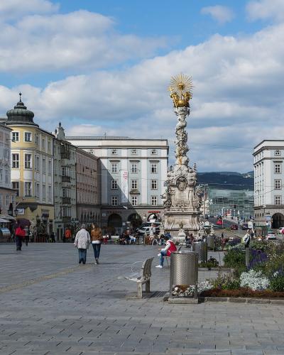 The Hauptplatz of Linz with its Trinity Column
