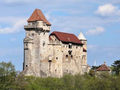 Liechtenstein Castle on its wooded hilltop in Maria Enzersdorf, Lower Austria